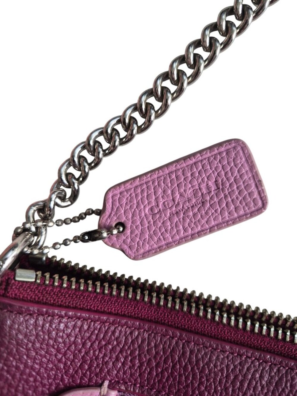 COACH Nolita Wristlet 24 in Purple Pink Colorblock Leather Purse Small Satchel - Picture 7 of 16
